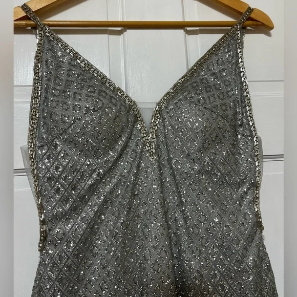 Abby Paris Dresses | Abby Paris Couture Silver Prom Dress Beaded and Sparkly | Color: Silver | Size: 4 | Miabella565'S Closet